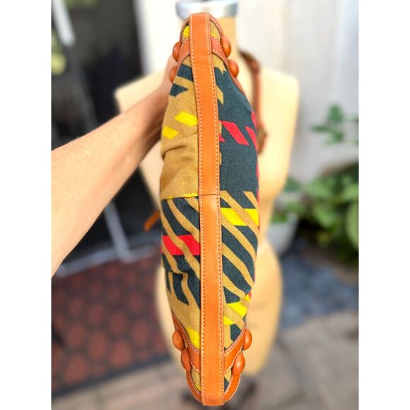 Paule Marrot Editions Hayden Harnet Leather & Canvas Multi Color Top Handle Bag - Picture 9 of 15